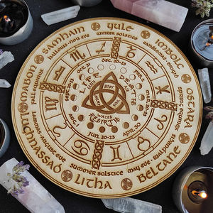 6 pollici ruota nera dell'anno griglia di cristallo e piastrelle di legno altare stregoneria regalo sabba e fasi lunari decorazione della casa in legno - Product Image 4