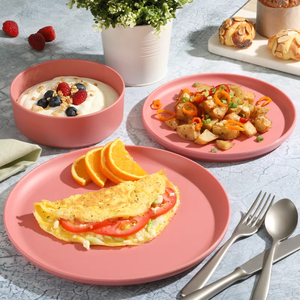 BESTWARES Factory 12 Pieces New Design Nordic Many Colors <strong>Pink</strong> Matte Melamine Plates Set <strong>Dinnerware</strong> - Product Image 1