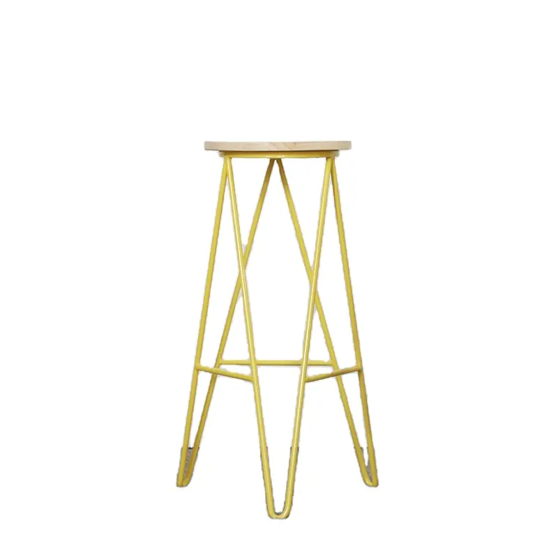 Coussin de luxe en bois massif peint or, modèle de pédale, chaise de salle à manger, siège de bar rond simple et coloré