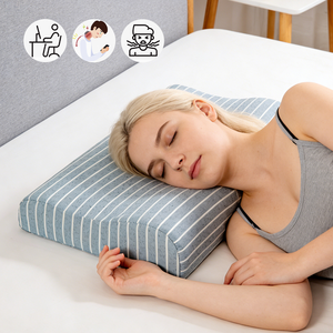 YUE RISE <span class=keywords><strong>Oreiller</strong></span> ergonomique personnalisable en tissu tricoté polyester anti-étirement à 4 zones de soutien, conception B, pour améliorer les problèmes cervicaux - Product Image 1