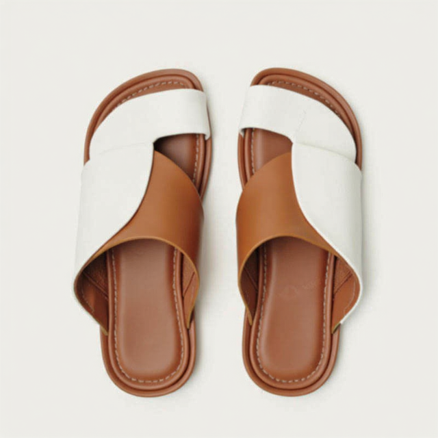 Xinzirain Custom Design Anti-Slip Open Toe Genuine Leather Flip Flops Slides Gulf Men's Slippers Sandals for Men Arabic