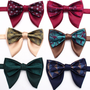 Nœud Papillon <span class=keywords><strong>Homme</strong></span> Vintage à Motifs Floraux, Grande Forme Corne, <span class=keywords><strong>Chic</strong></span> et Professionnel, Double Couche, Pointu, pour Costumes et Événements Formels - Product Image 1