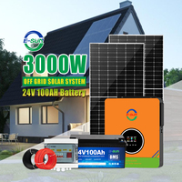 Système d'énergie solaire domestique 3 kW, kit complet hybride hors réseau 5 kW, 6,2 kW avec panneaux solaires et batterie pour le stockage d'énergie
