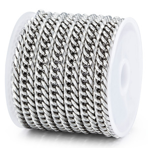 Chaîne ronde en acier inoxydable à double tissage collier à faire soi-même bracelet pendentif paquet commerce extérieur personnalité de la mode simple - Product Image 3
