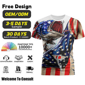 مخصص أمريكا علم باس طباعة الصيد البطولة ارتداء قصيرة الأكمام الصيد تي شيرت البوليستر UPF50 + قمصان الصيد - Product Image 2