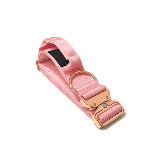 Collar de perro resistente táctico acolchado de neopreno suave de nailon ajustable con hebilla de metal de oro rosa - Product Image 6