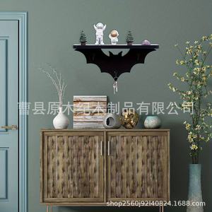 Wooden <b>Wall</b> <b>Mounted</b> Bat Shaped <b>Shelf</b> Halloween Decor Storage Organizer For Bedroom Living Room - Product Image 3