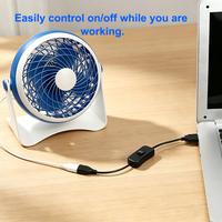 Cable USB con interruptor basculante en línea de encendido/apagado, revestimiento de PVC, conductor de cobre puro, cable de extensión para grabadora de conducción, ventilador, tira de LED