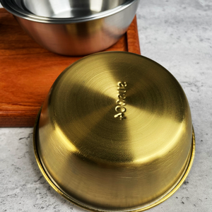 وعاء سلطة مطلية بالذهب ، طقم من الفولاذ المقاوم للصدأ على الطراز الكوري لتوريد المطاعم والفنادق - Product Image 6