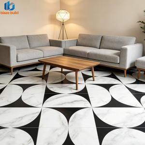 Piastrelle in Porcellana Lucida Effetto Marmo <span class=keywords><strong>Bianco</strong></span> e Nero 800x800 per Pavimentazione Commerciale <span class=keywords><strong>di</strong></span> KTV e Club - Product Image 5