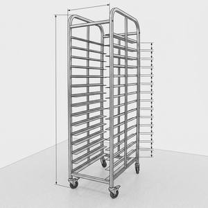 Rak Servis 201/304 Stainless Steel untuk Penggunaan Komersial, Loyang/Panci Panggang, Troli Roti Bakery 15 Rak, Berdiri Sendiri, Garansi 1 Tahun - Product Image 6