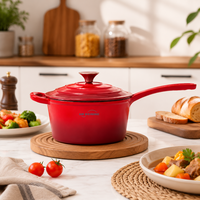 Casserole en fonte émaillée OEM avec couvercle, casserole en fonte de couleur personnalisée pour la cuisine