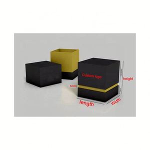 Boîtes cadeaux personnalisées de luxe pour bougies noires avec matériaux recyclés, lamination brillante et gaufrage, boîtes rigides, taille personnalisée, accessoires - Product Image 1