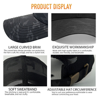 Casquette de baseball 6 panneaux à logo personnalisé, patch en silicone 3D, camouflage tactique extérieur, dos en maille respirant et séchant rapidement, fermeture snapback