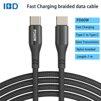 Kabel Data USB Type C ke C PD240W 100W 60W Braided untuk Pengisian Cepat dan Transmisi Data Ponsel iPhone Android Grosir