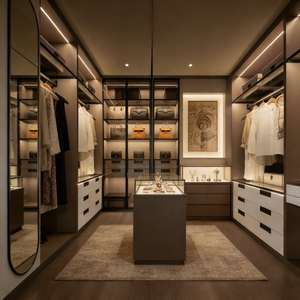 ตู้เสื้อผ้ามินิมอลแบบโรงงานพร้อมไฟ LED ตู้เสื้อผ้าแบบโมดูลลาย<span class=keywords><strong>ไม้</strong></span>สำหรับห้องนอน ตู้เสื้อผ้าแบบวอล์กอินสั่งทำได้ ขายส่ง - Product Image 4