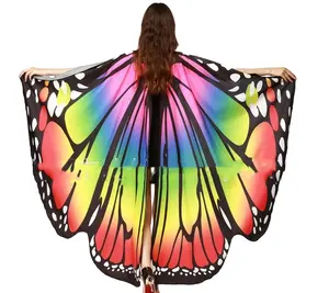 Regenboog Vrouwen Vlindervleugels Shawl Fee Dames Dans Kostuum Accessoires Volwassen Monarch Vlinder Cape Kostuum Hot Verkoop