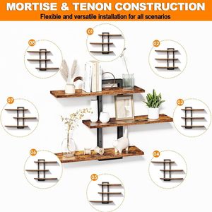 Étagères flottantes, étagères murales en bois à 3 niveaux pour la décoration murale, étagère flottante murale pour la chambre à coucher, le salon, la salle <span class=keywords><strong>de</strong></span> bain - Product Image 3