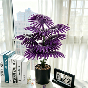 12/18 Feuilles de palmier artificielles avec pot, plantes en plastique à feuilles de palmier artificielles pour la décoration d'hôtels, de maisons, de bureaux et de mariages - Product Image 2