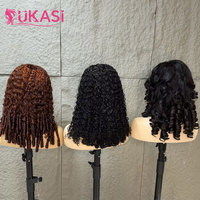 Las mejores pelucas de cabello humano 12A SDD de doble densidad con rizos largos tipo pixie, 200 gramos, súper doble densidad, rizadas y con volumen, estilo frontal INDIO