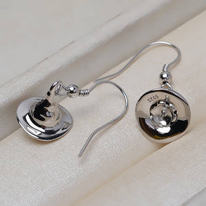 Boucle d'oreille en argent S925 avec perle baroque, style A, chapeau irrégulier, accessoire féminin fait main, avec tailles de 3 mm et 16 mm - 3854 - Product Image 2