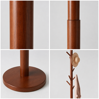 Porte-manteau et porte-chapeaux sur pied en bois massif, design vertical suspendu, rangement mobile, écoresponsable, en bois de hêtre, style minimaliste, avec miroir