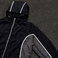 Setelan Tracksuit Techwear Reflektif Mewah dengan Cetak DTG, Jaket Berkerudung Warna-Blok dan Celana Cargo, Streetwear Pria Dua Potong