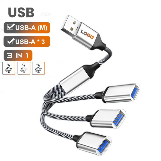 USB Y Splitter Cable for Charging OTG 3 in 1 USB Male to 3 USB 2.0 Female Extender Hub Data Charger Adapter Split