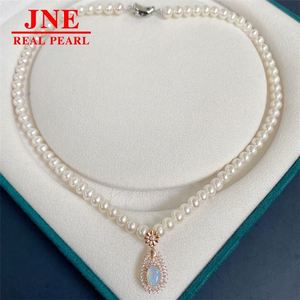 Regalo per la Festa della <span class=keywords><strong>Mamma</strong></span>: Collana con 6 Perle d'Acqua Dolce Naturali e Ciondolo in Opale Naturale 6-8 mm per Regalare alla <span class=keywords><strong>Mamma</strong></span> - Product Image 1