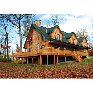 Casa prefabricada de troncos de madera de diseño moderno para una pequeña sala de estar para un estilo de vida ecológico