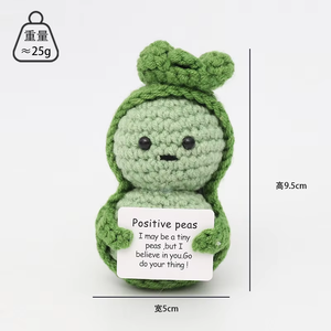 Design moderne finition transfrontalière laine crochet petite poupée grands yeux tricoté à la main ornement avec plante Cactus docteur chapeau - Product Image 6
