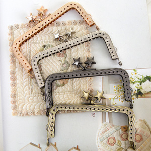 Cabeza de cuentas de estrella Pentagonal, 8,5 CM, <span class=keywords><strong>10</strong></span>,5 CM, grano cuadrado a cuadros con cierre de agujero, marco de monedero, material artesanal, accesorios de bolsa - Product Image 5