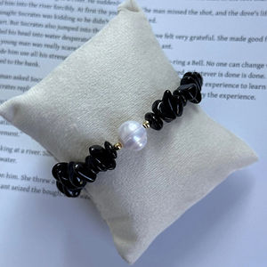 Pulsera Unisex de Obsidiana Negra Natural con Cristal de Sanación Energética y Dije de Perla Auténtica - Product Image 3