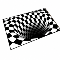Tapis 3D moderne noir et blanc en polyester, fabriqué à la machine, pour la décoration du salon et de la chambre, grande taille, lavable en machine
