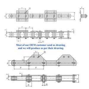 Chaîne de convoyeur à crampons soudés P250F43 robuste <span class=keywords><strong>pour</strong></span> usine de ciment, concasseur de calcaire, alimentateur vibrant à grilles - Product Image 2