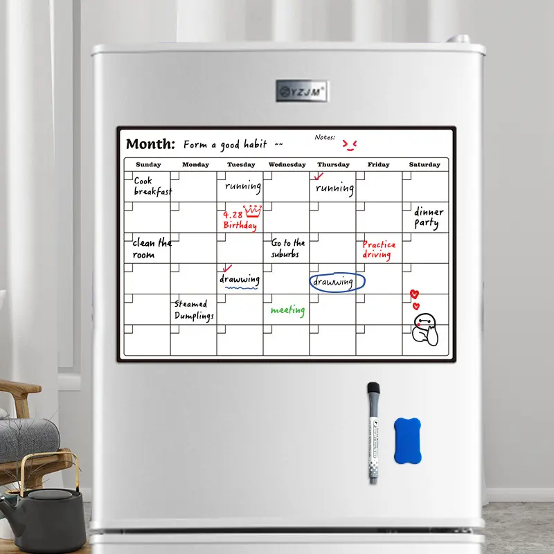 2024 Aangepaste Planner Droog Wissen Magnetische Whiteboard Muur Kalender Techniek Tekentafel