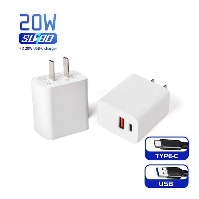 SUIBO Type-C USB-A Fast Charging PD QC3.0 20W Dual-Port 5V/3A 220V Input CE/FCC Certified Smart Security Charger