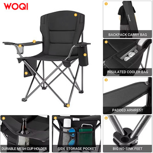 Chaise pliante de camping Woqi, structure en aluminium, tissu Oxford noir, portable, pour extérieur et jardin, pour adultes et enfants - Product Image 5