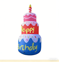 Gâteau gonflable pour anniversaire, gâteau d'anniversaire de 6 pieds avec lumière LED
