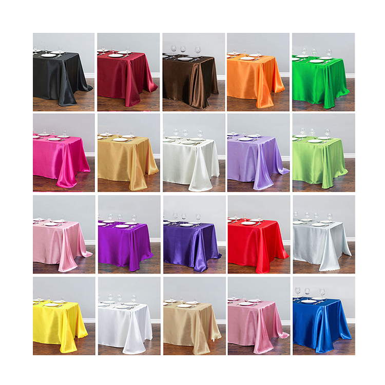 E-516 оптовая продажа прямоугольный Мягкая атласная ткань Скатерть для банкета, 100% полиэстер свадебное украшение для вечеринки