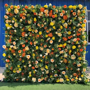 Tanaman bunga rumput daun tropis buatan, dinding pernikahan taman teh pesta Modern panel bunga hijau untuk dekorasi latar belakang