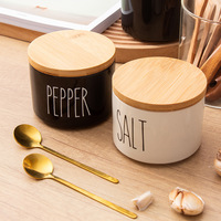 Bocal de stockage d'aliments frais en céramique avec couvercle en bambou scellé, lavable au lave-vaisselle et étanche à l'humidité, pour la maison et les cafés, les restaurants.