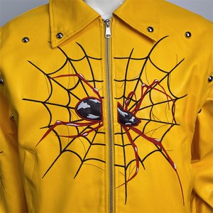 Blouson <span class=keywords><strong>de</strong></span> moto unisexe en cuir PU, col à revers, broderie 3D, doublure respirante, résistant au <span class=keywords><strong>vent</strong></span>, équipement <span class=keywords><strong>de</strong></span> sécurité moto - Product Image 2