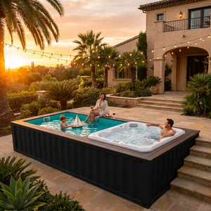 <span class=keywords><strong>Piscine</strong></span> conteneurisée avec spa, <span class=keywords><strong>piscine</strong></span> portable à double immersion et jacuzzi pour jardin extérieur et villa - Product Image 1