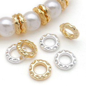 Cuentas espaciadoras de cobre chapado en oro y plata, cuentas redondas de metal con orificio grande para la fabricación de joyería DIY, accesorios para pulseras y collares. - Product Image 3