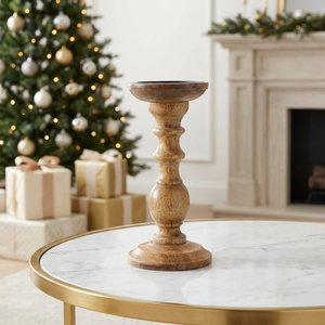 Portavelas de madera CH con forma de columna para decoración del hogar, uso navideño - Product Image 1