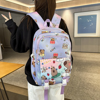Tas ransel kasual berkapasitas besar gaya ins untuk siswa SMP, tas ransel lucu bermotif untuk siswa SD