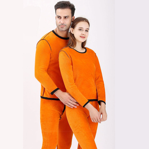 Biancheria intima termica nera a doppio strato da <span class=keywords><strong>uomo</strong></span> rotonda tinta unita invernale calda-30 tecniche traspiranti lavorate a maglia e stampate a buon mercato - Product Image 3