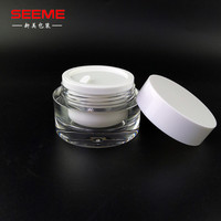 Bocal cosmétique en acrylique transparent de 15g 30g 50g haut de gamme avec logo personnalisé haut de gamme contenant de crème contour des yeux pour le visage imprimé d'écran à dessus vissé