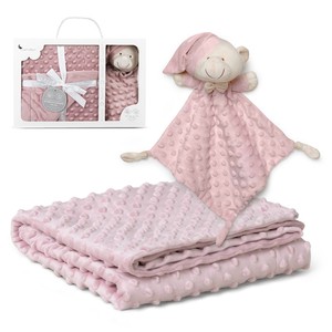 Mod rosa scuro. Osito giocattoli lenitivi per neonati 80X110 coperta a bolle con Flecce di corallo e 28x17 Doudou per neonati - Product Image 1